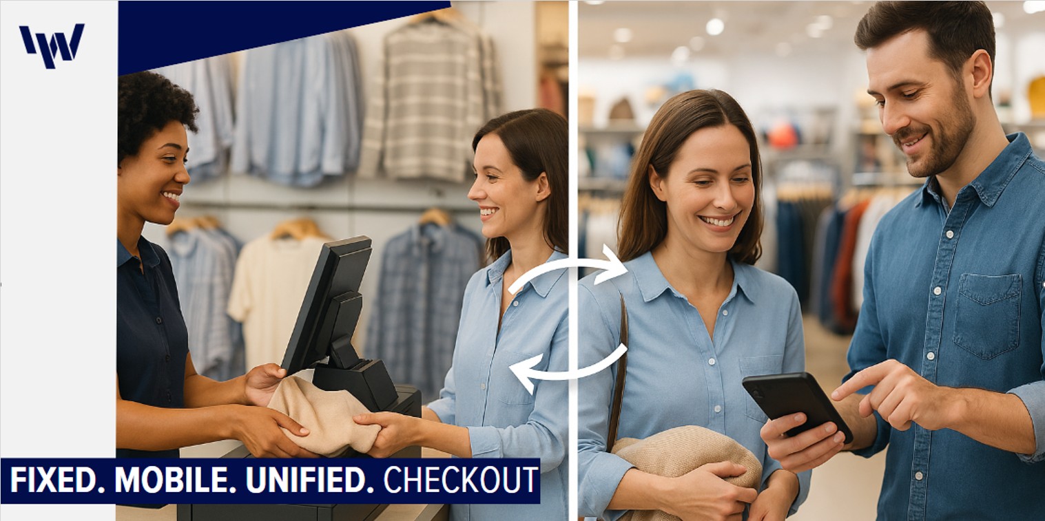 Mobile POS device used in retail environment