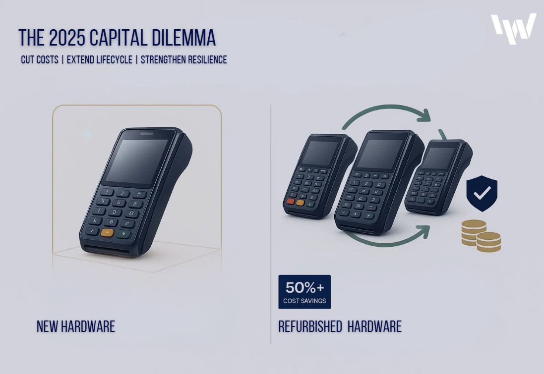 Refurbished HP POS hardware alongside NCR, Toshiba, Epson, Lenovo, and Oracle systems, highlighting cost savings, reliability, and lifecycle extension in 2025.
