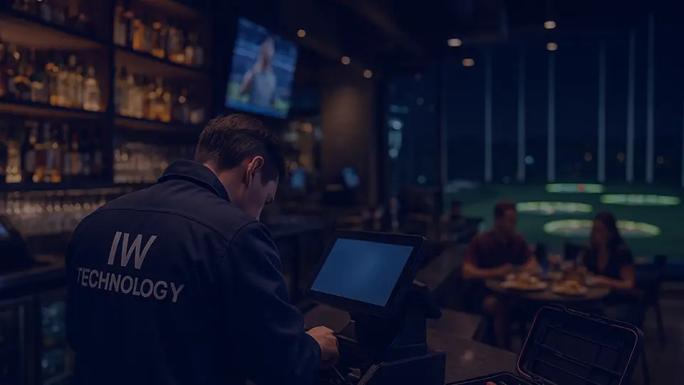 IW Technologies tech working on POS system for golf entertainment business