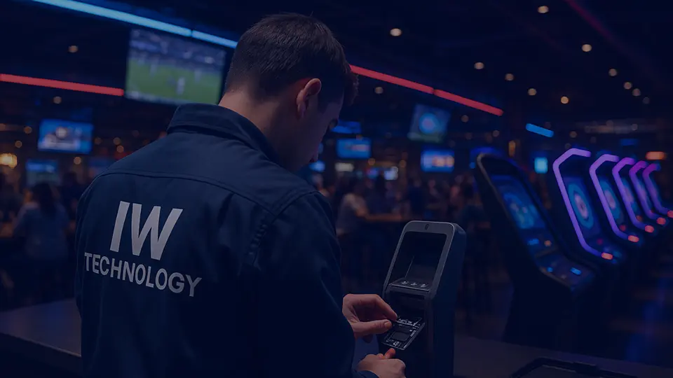 IW Technologies tech working on POS system for game entertainment business