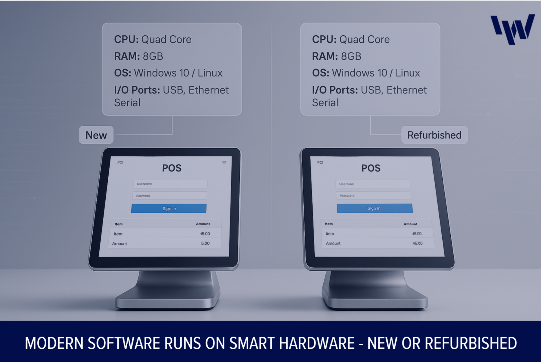 Refurbished POS Compatibility with Modern Software Refurbished POS hardware compatible with modern POS software